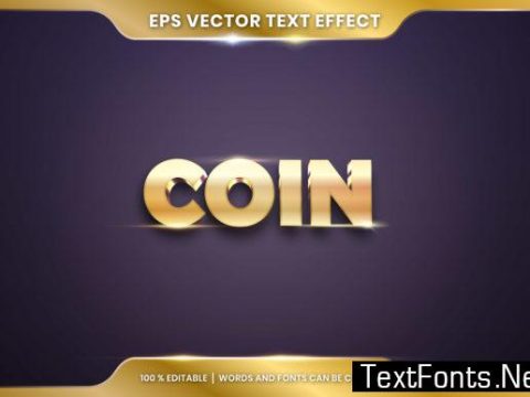 Text Effect in 3D Coin Word