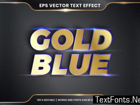 Text Effect in 3D Gold Blue Words