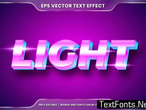 Text Effect in 3D Light Words Font Style