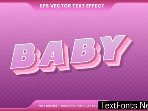 Text Effect in 3D Pastel Pink Color Baby