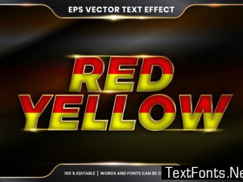 Text Effect in 3D Red Yellow Words