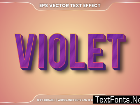 Text Effect in 3D Violet Words Font