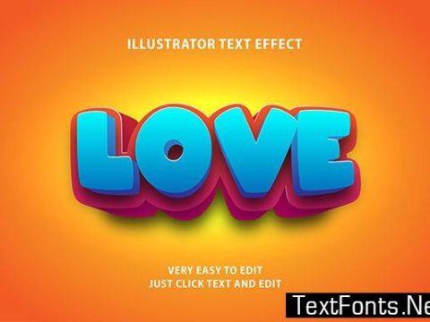 Text Effect - Love Cartoon Red Style