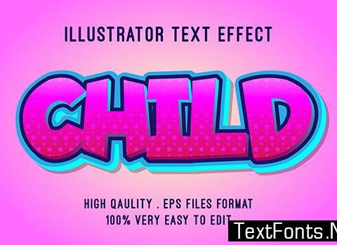 Text Effect - Pink Cartoon Style