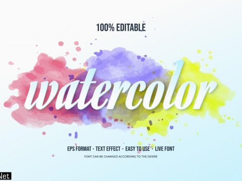 Text effect with colorful watercolor