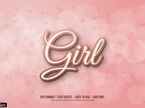 Text effect with Pink 3d writing