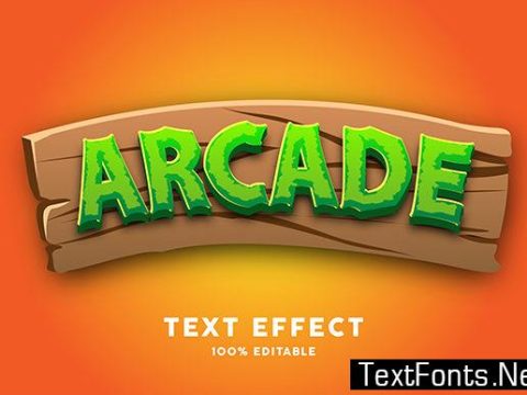 Text Effect - Wood Arcade Cartoon Style