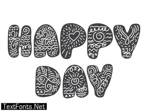 Text happy day on in Scandinavian folk style