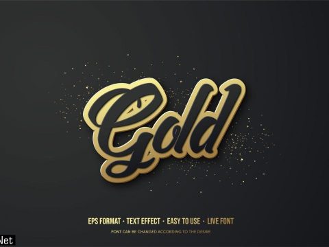 Text style effect with 3d gold writing