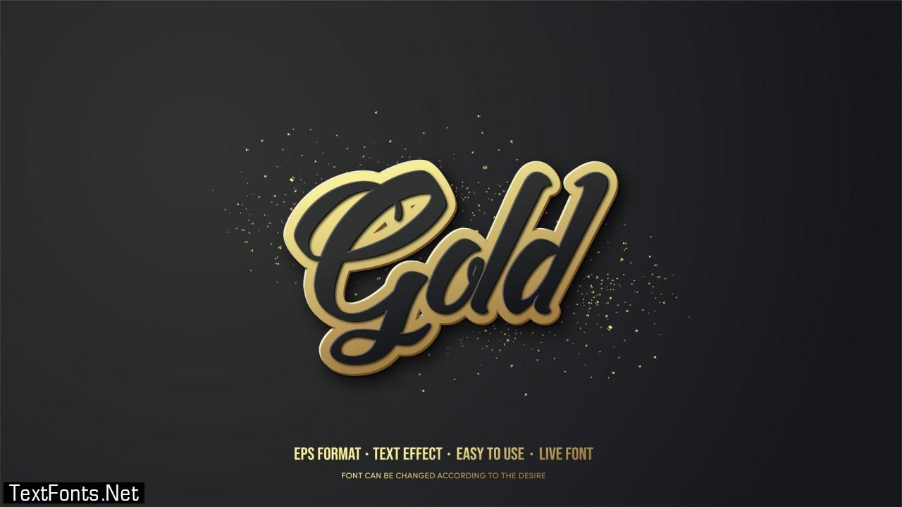 Text style effect with 3d gold writing