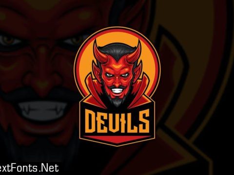 The Red Devil Head Sport Logo Mascot