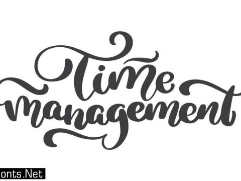 Time management. Vector vintage text, hand drawn lettering phrase