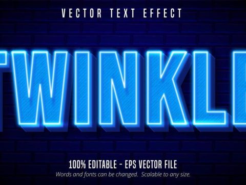 Twinkle neon blue text effect