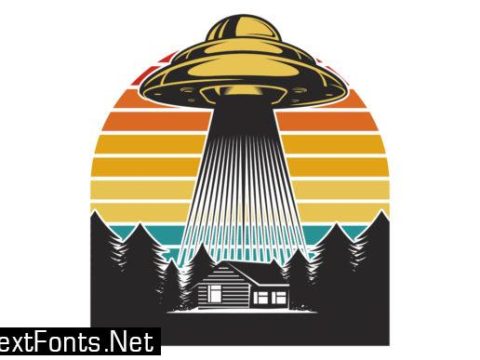 UFO Aliens Retro Vintage Sunset File