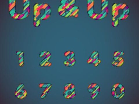 'Up & up' colorful font set with shadows | 3D effect | Vector illustration 306149