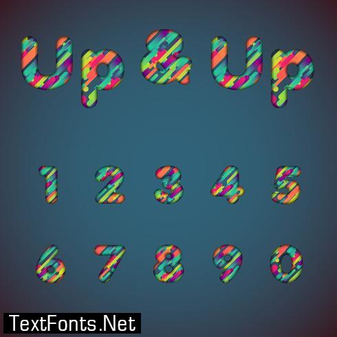 'Up & up' colorful font set with shadows | 3D effect | Vector illustration 306149