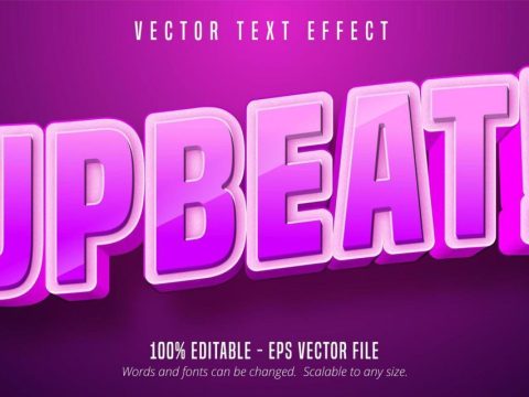 Upbeat text, pink cartoon style editable text effect