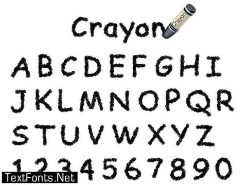 Vector crayon font. Caps and numbers in black 426574