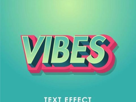 Vibes detailed text effect with modern 3d design