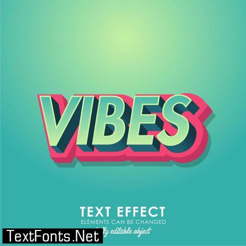 Vibes detailed text effect with modern 3d design