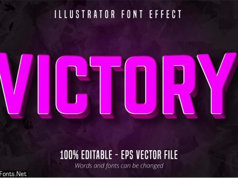 Victory text, 3d purple editable text effect