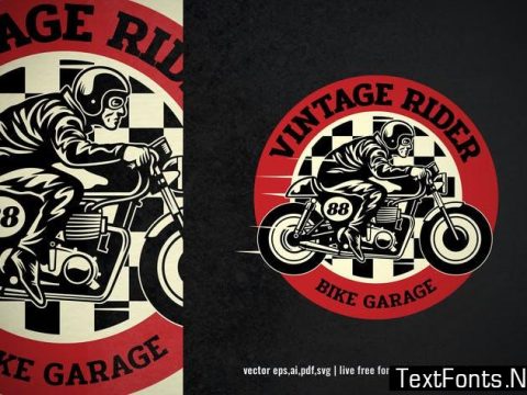 vintage badge logo of motorcycle garage