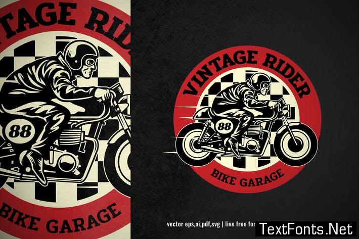 vintage badge logo of motorcycle garage