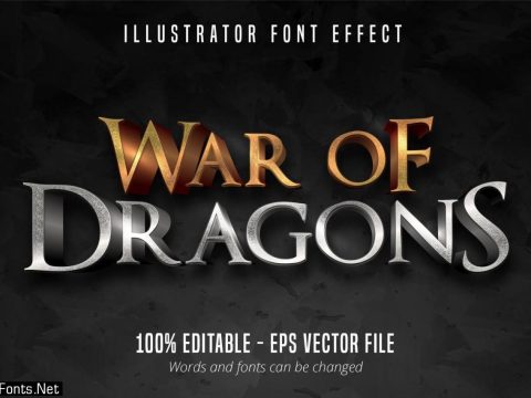 War of dragons text font effect