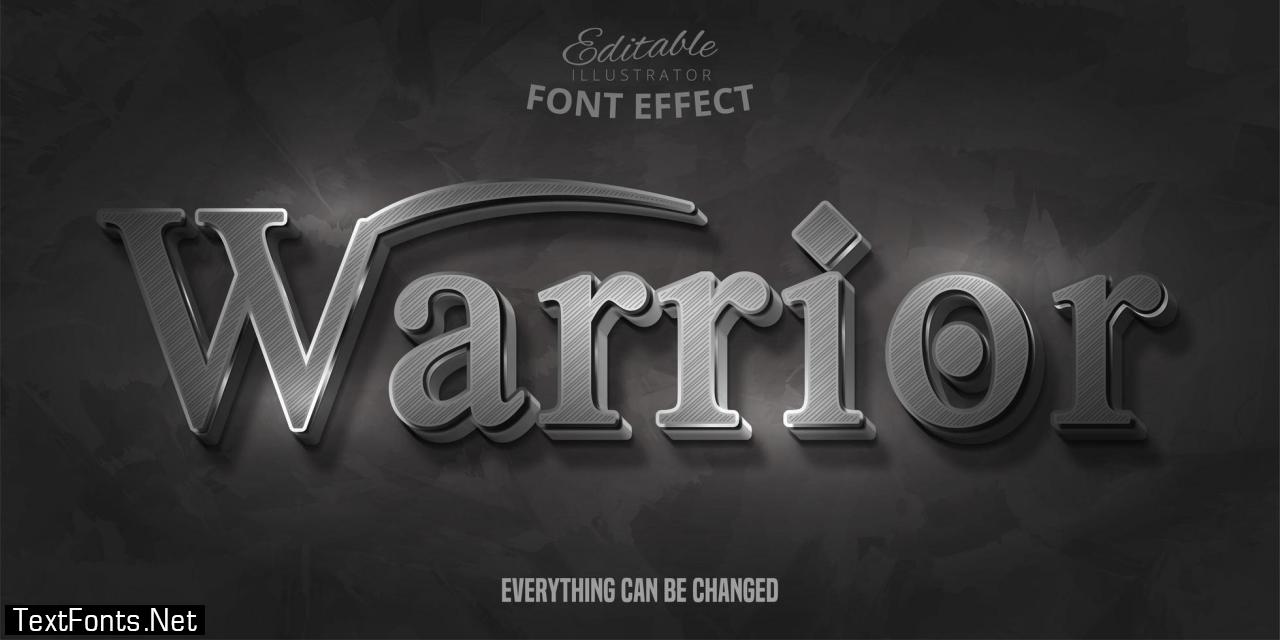 Warrior text, 3d editable font effect