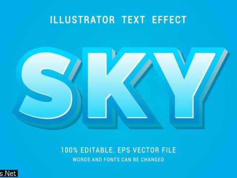 White And Blue Outlines Sky Text Effect