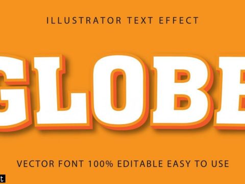 White, Orange Lined Globe Text Effect