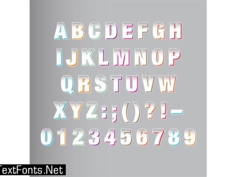 White Origami Font Vector