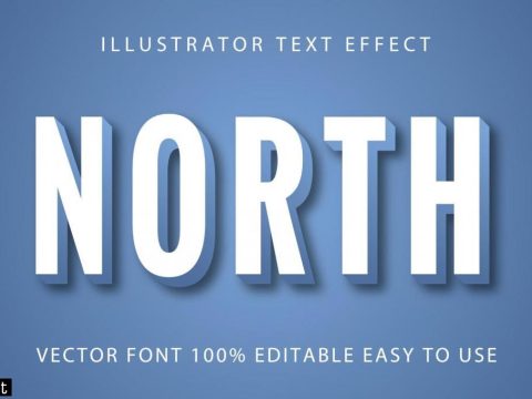 White with Blue North Text Effect