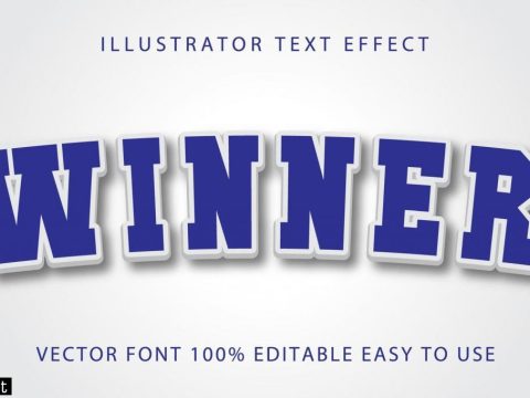 Winner Blue, White Text Effect