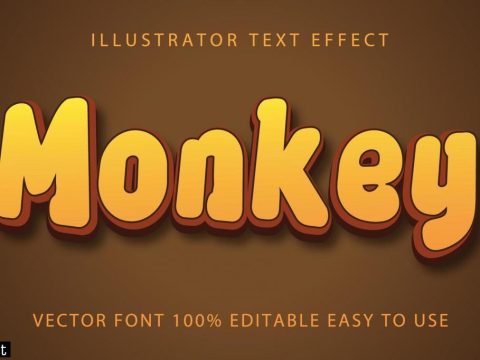 Yellow, Brown Monkey Text Effect