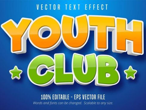 Youth club cartoon style text effect