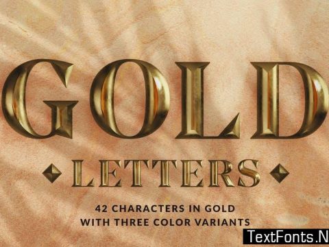 Gold Letters - 3D Alphabets and Numbers