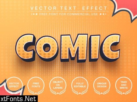 3D comic - editable text effect, font style P3WEYFE