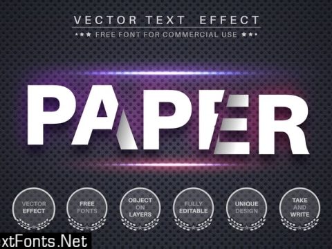 Cut paper - editable text effect, font style