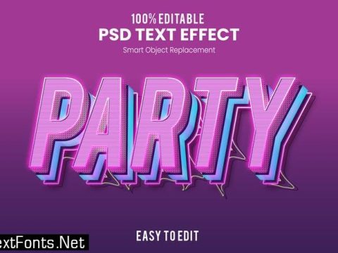 Retro Party 3D Text Effect PSD EG4CKF6