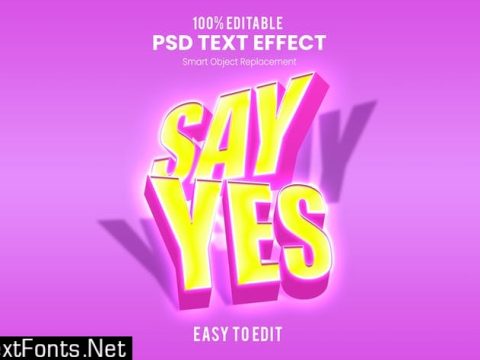 Say Yes - 3D Text Effect PSD