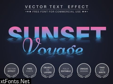 Sunset voyage - editable text effect, font style