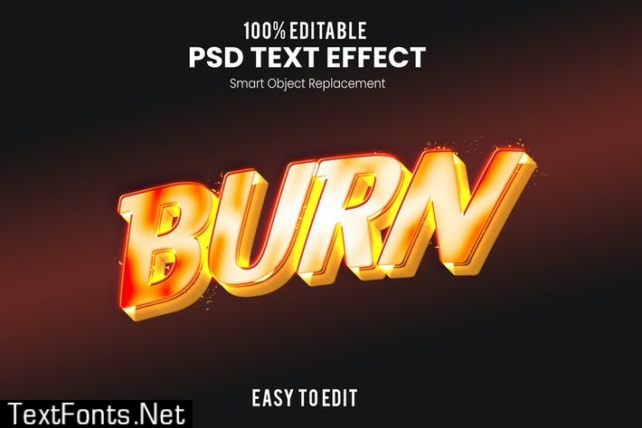 BURN - 3D Text Effect PSD SMEHK9P