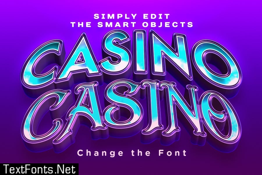 Realistic Casino Logo Style 3D Text Effects