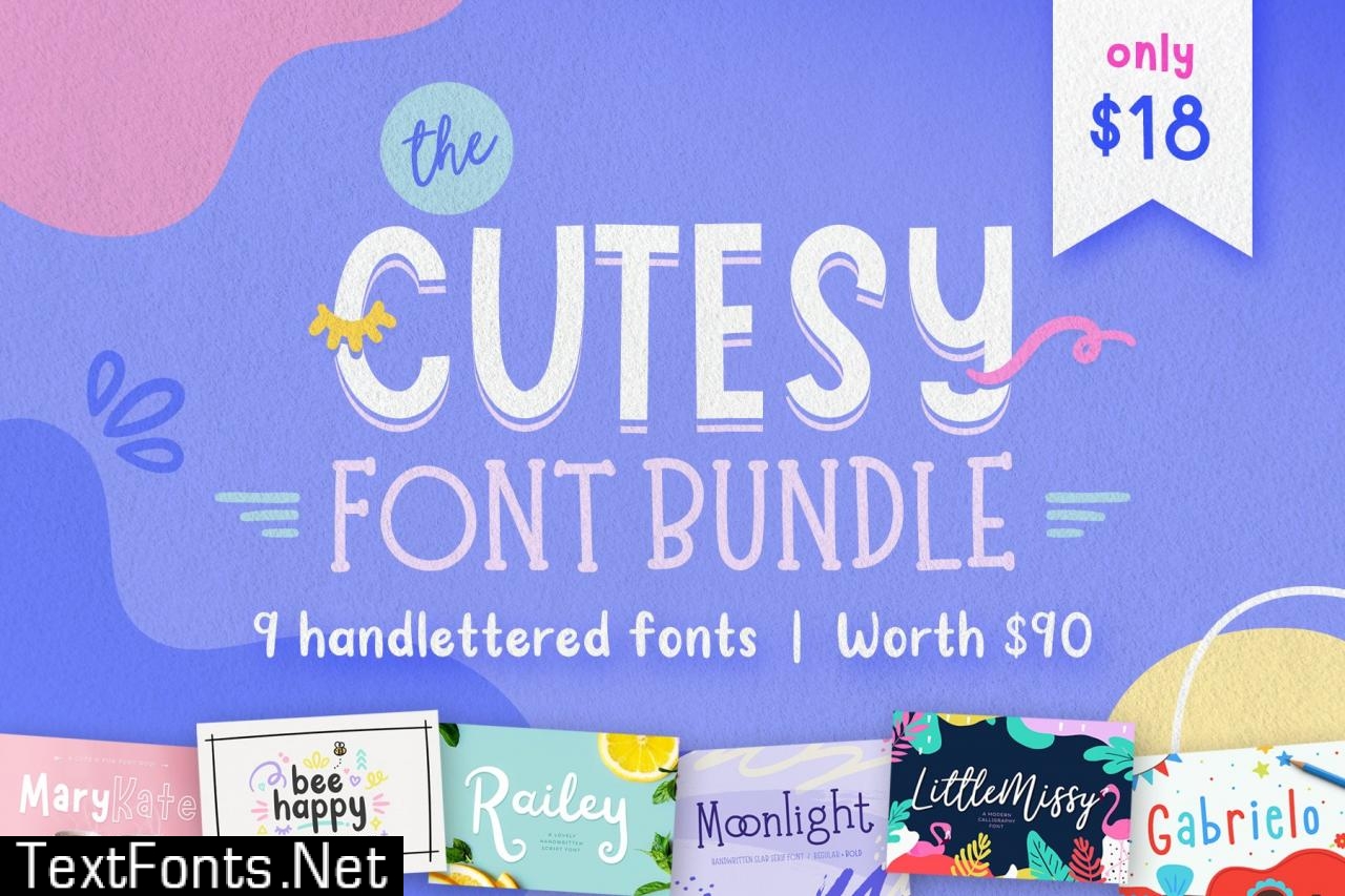 The Cutesy Font Bundle • 9 Fonts! 5498545