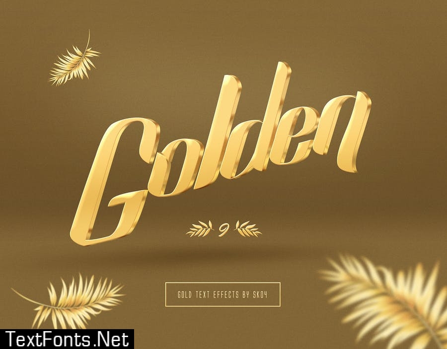 3D Gold Text Effects - 10 PSD