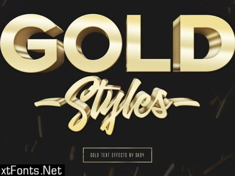 3D Gold Text Effects - 10 PSD