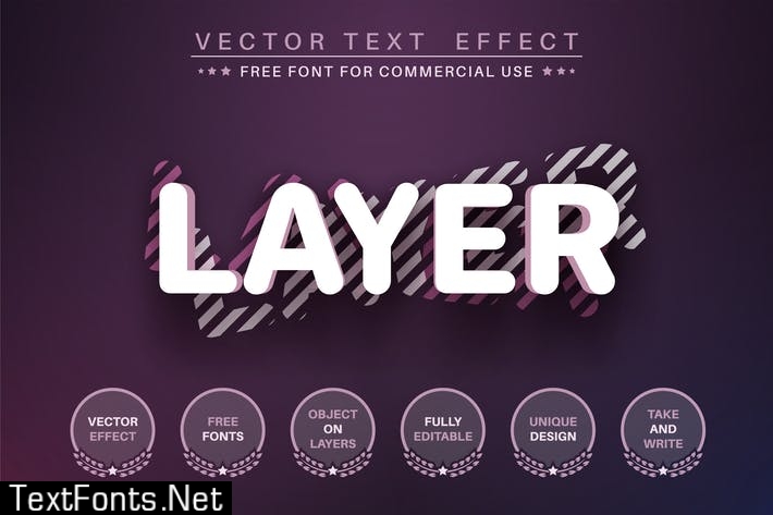 3D layer- editable text effect, font style