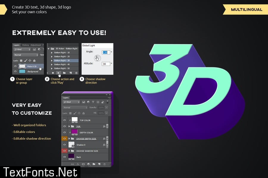 3D Text - Photoshop Action vol 2