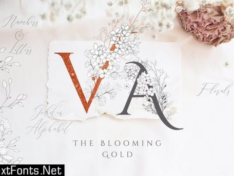 Blooming Gold Floral Letters Numbers